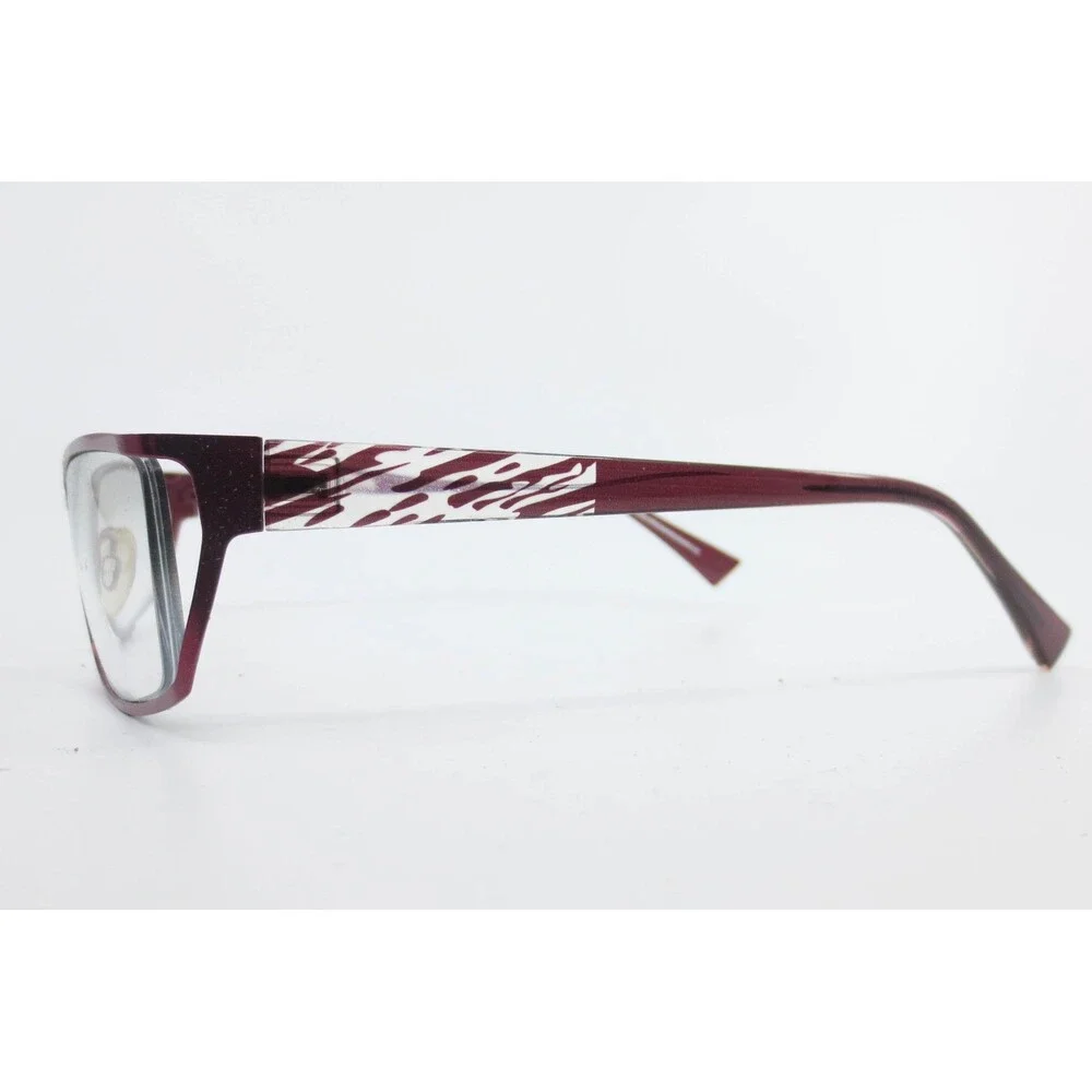 EasyClip EC 289 Burgundy Rectangular Eyeglass Frames 52-17-135 Patterned Temples